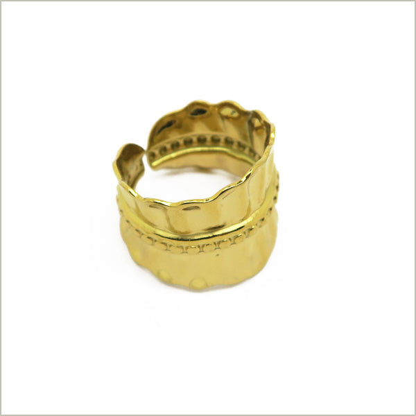 1 bague ajustable drapée en acier inoxydable doré