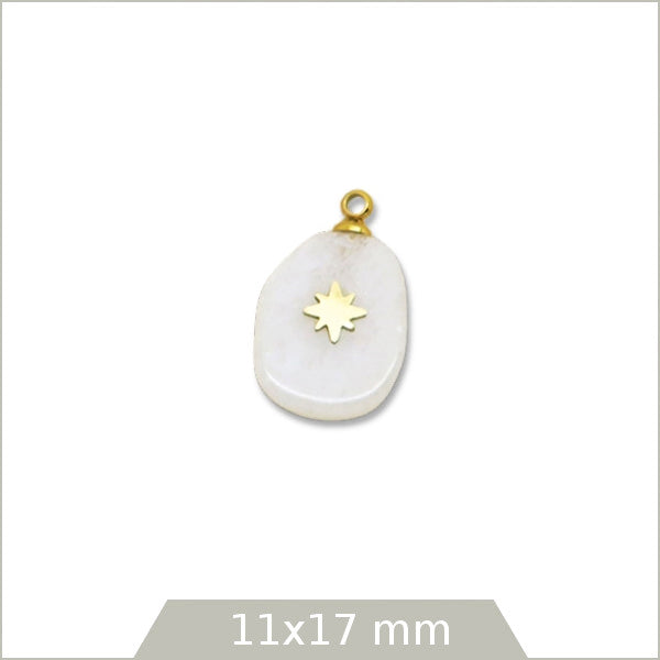 1 pendentif en quartz blanc et étoile en acier doré