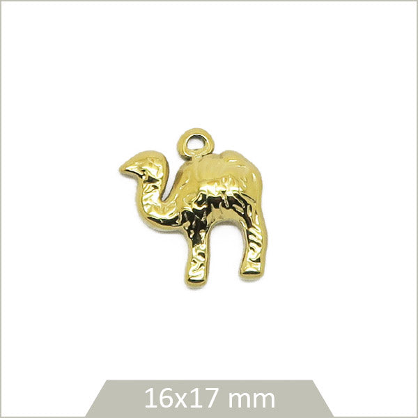 1 breloque chameau en acier inoxydable doré