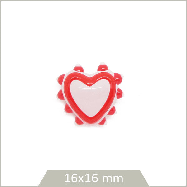 1 perle cœur en verre blanc rosé