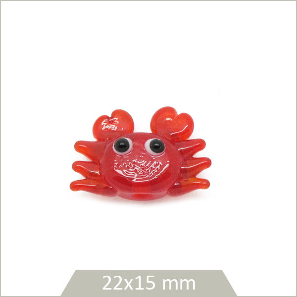 1 perle crabe en verre rouge
