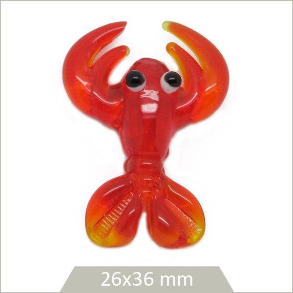 1 perle homard en verre rouge