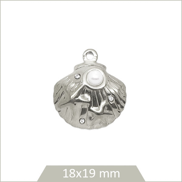 1 breloque coquille perlée en acier inoxydable 304