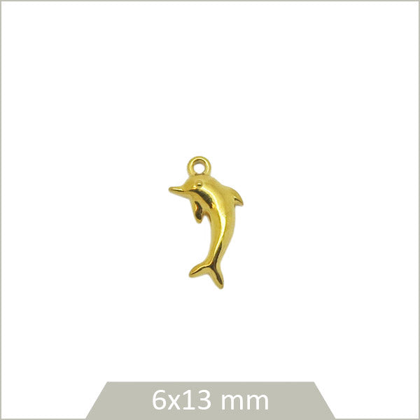 1 breloque dauphin acier inoxydable 304 doré