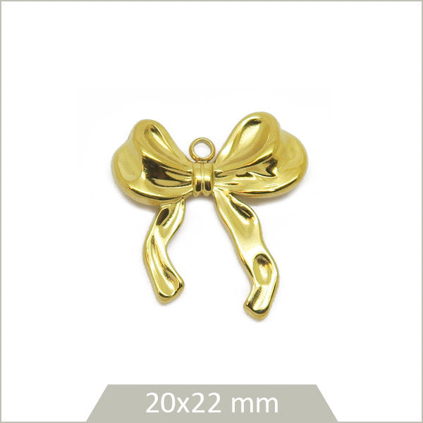 1 breloque noeud en acier inoxydable 304 doré
