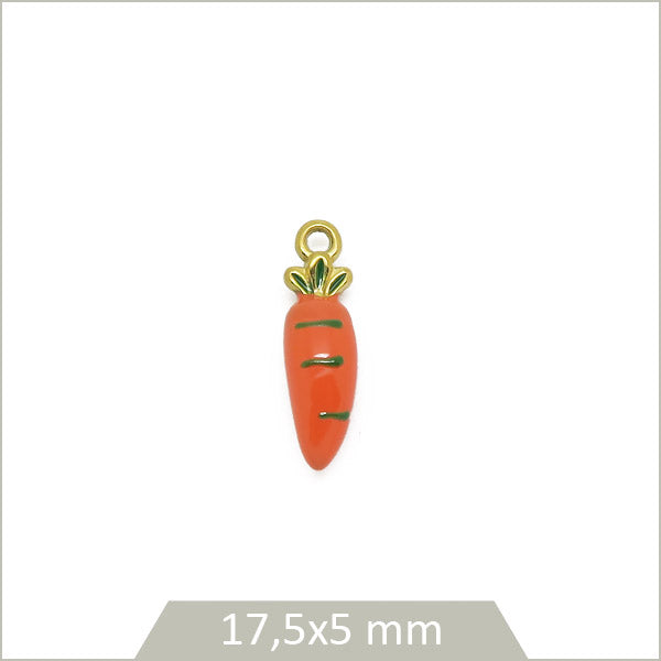 1 breloque carotte effet émaillé en acier inoxydable 316L doré plaqué or 18k