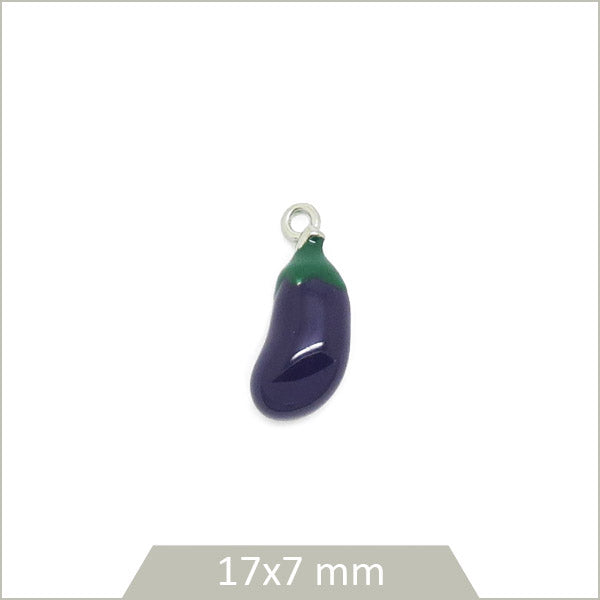 1 breloque aubergine effet émaillé en acier inoxydable 316L