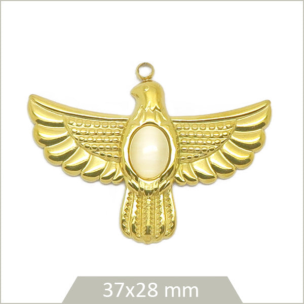 1 breloque aigle perlé en acier inoxydable doré