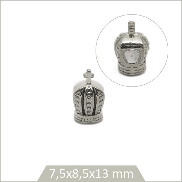 1 perle couronne en acier inoxydable