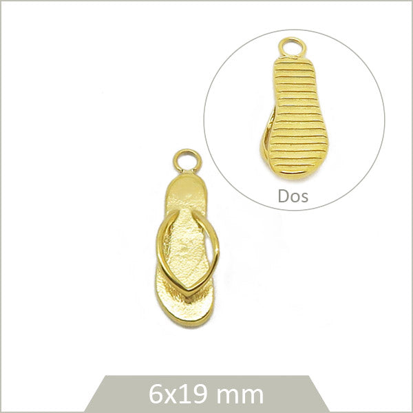 1 breloque tong en acier inoxydable doré