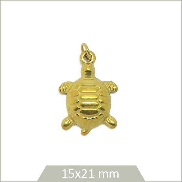 1 breloque tortue en acier inoxydable doré