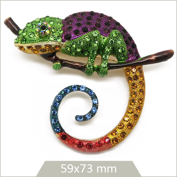 broche caméléon multiclore
