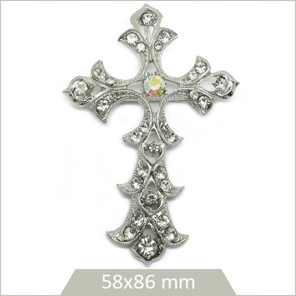 1 grande broche croix alliage platine