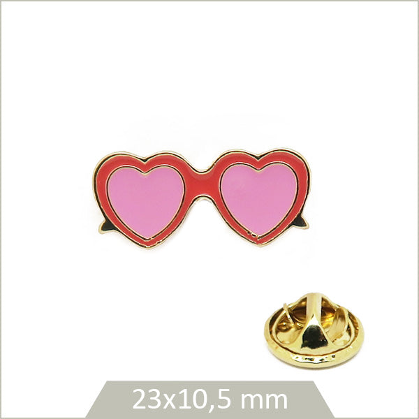 1 pin's lunettes coeur alliage doré et émail coloré