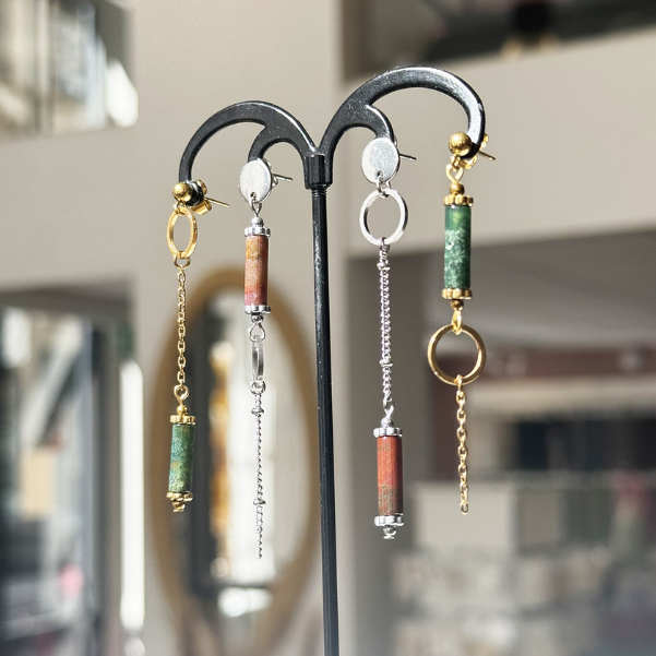 DIY création boucles d'oreilles chaines asymétriques