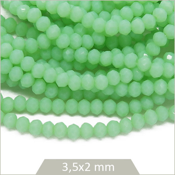 145 perles de verre donut vert d'eau 3,5x2 mm