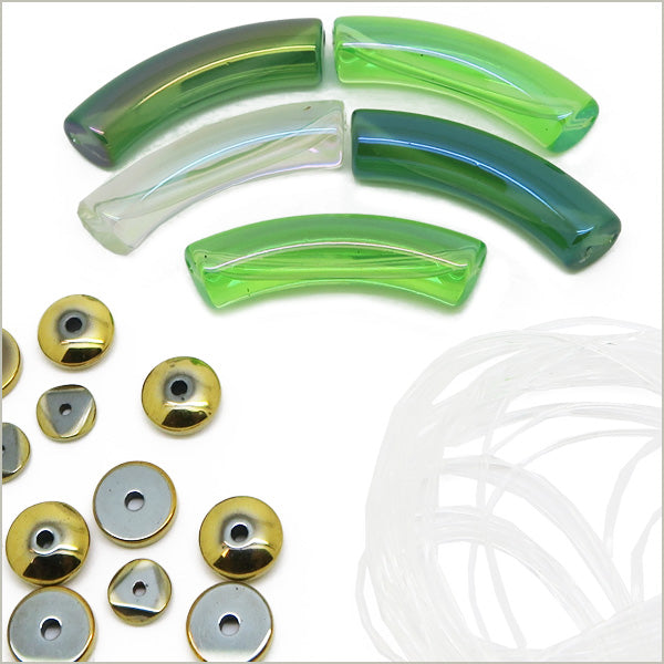 Kit 30 perles tube mix vert