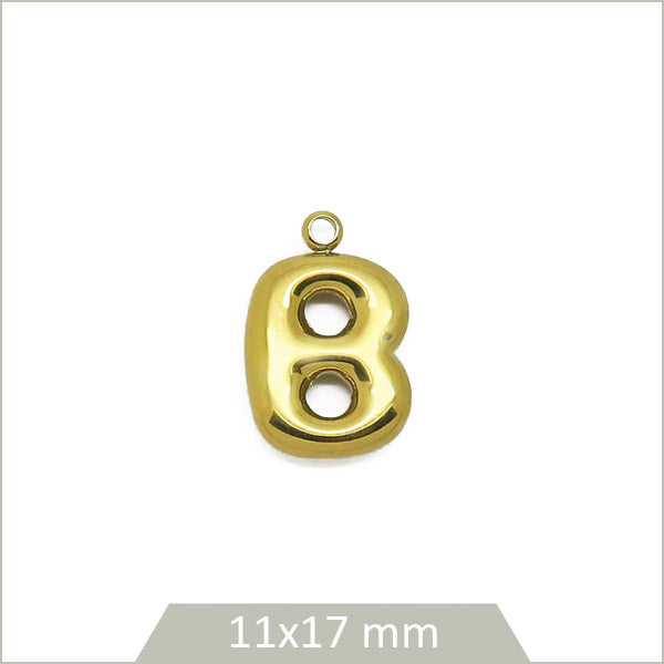 1 breloque lettre B en acier inoxydable 304 doré plaquage IP 18K
