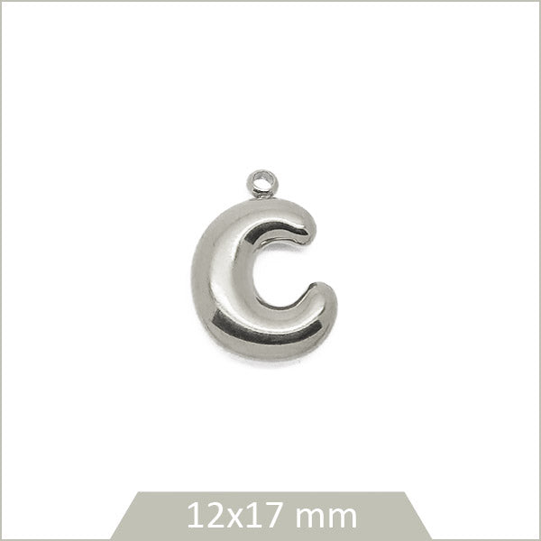 1 breloque lettre C en acier inoxydable 304