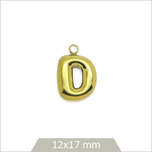 1 breloque lettre D en acier inoxydable 304 doré plaquage IP 18K