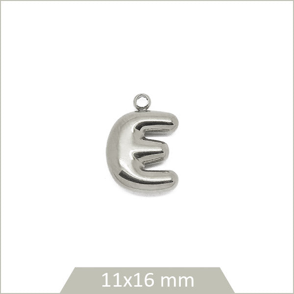 1 breloque lettre E en acier inoxydable 304
