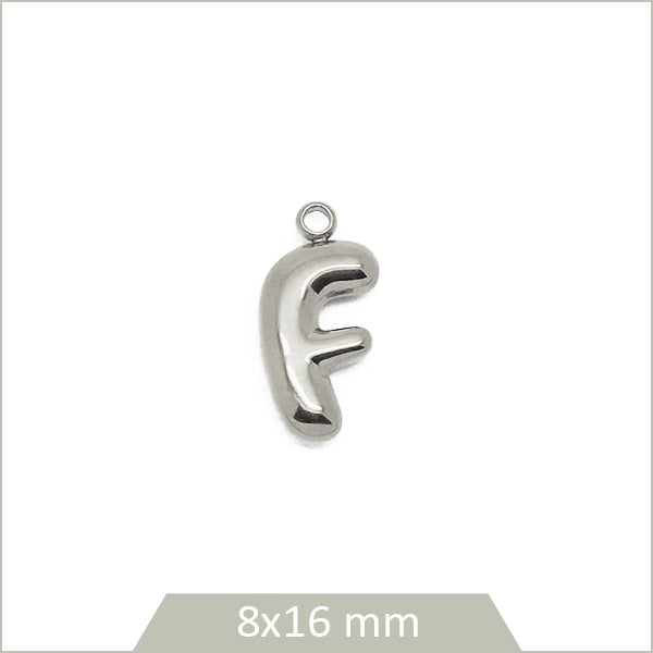 1 breloque lettre F en acier inoxydable 304