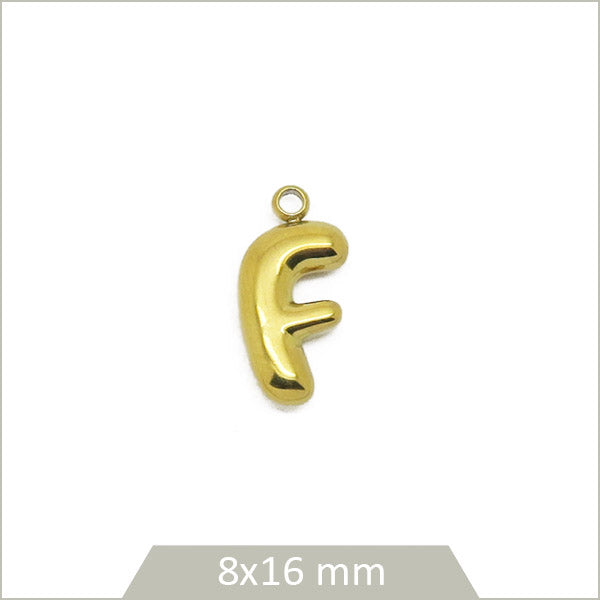 1 breloque lettre F en acier inoxydable 304 doré plaquage IP 18K