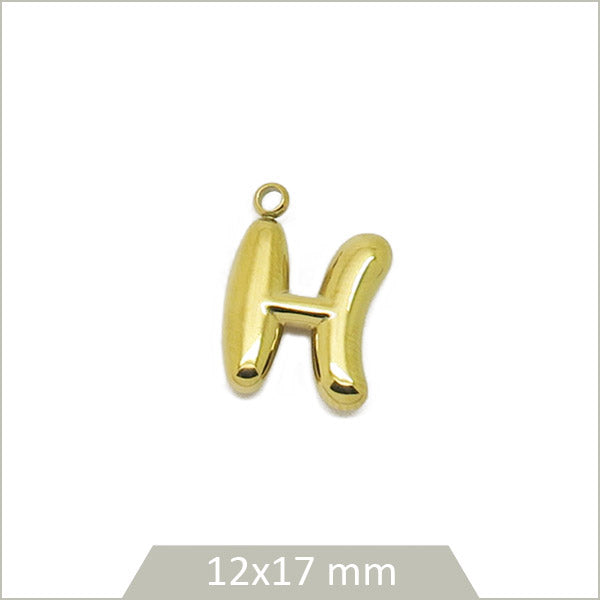 1 breloque lettre H en acier inoxydable 304 doré plaquage IP 18K