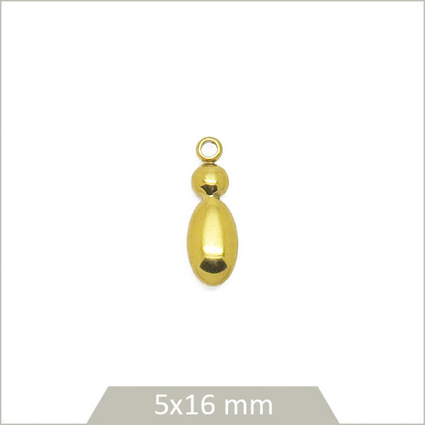 1 breloque lettre I en acier inoxydable 304 doré plaquage IP 18K