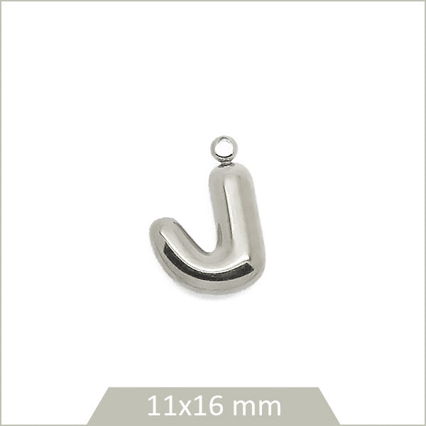1 breloque lettre J en acier inoxydable 304