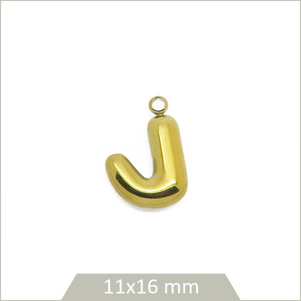 1 breloque lettre J en acier inoxydable 304 doré plaquage IP 18K