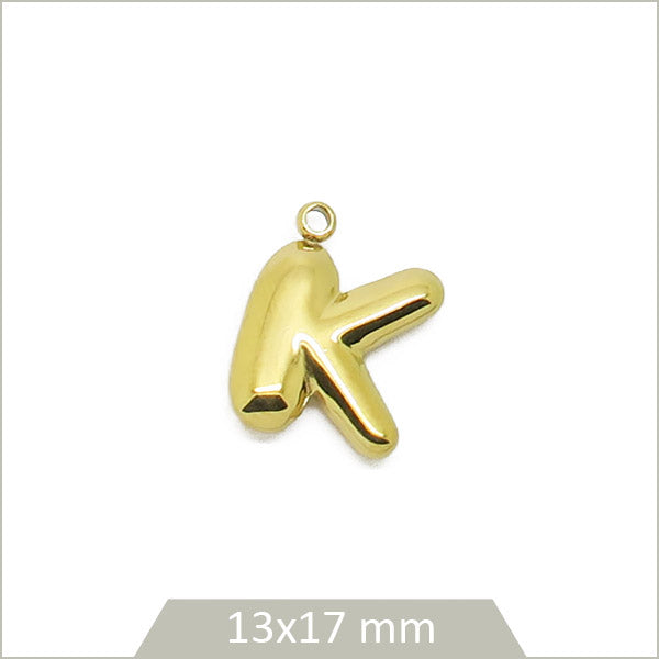 1 breloque lettre K en acier inoxydable 304 doré plaquage IP 18K