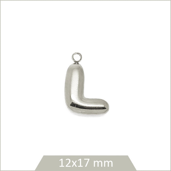 1 breloque lettre L en acier inoxydable 304