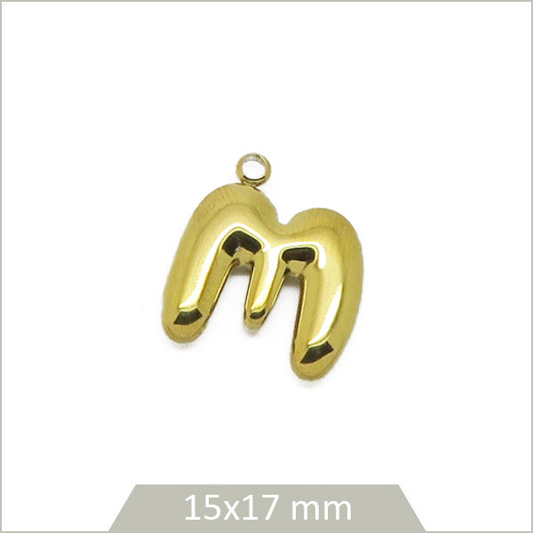 1 breloque lettre M en acier inoxydable 304 doré plaquage IP 18K