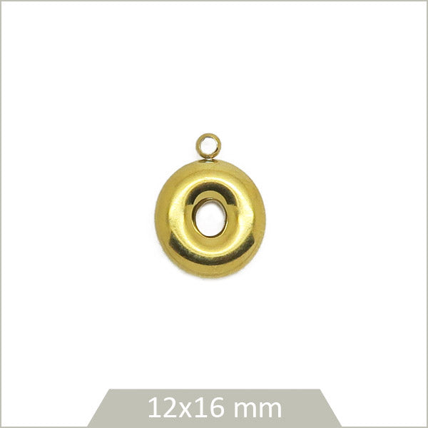 1 breloque lettre O en acier inoxydable 304 doré plaquage IP 18K