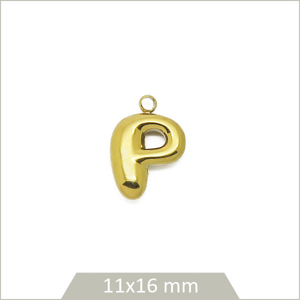 1 breloque lettre P en acier inoxydable 304 doré plaquage IP 18K