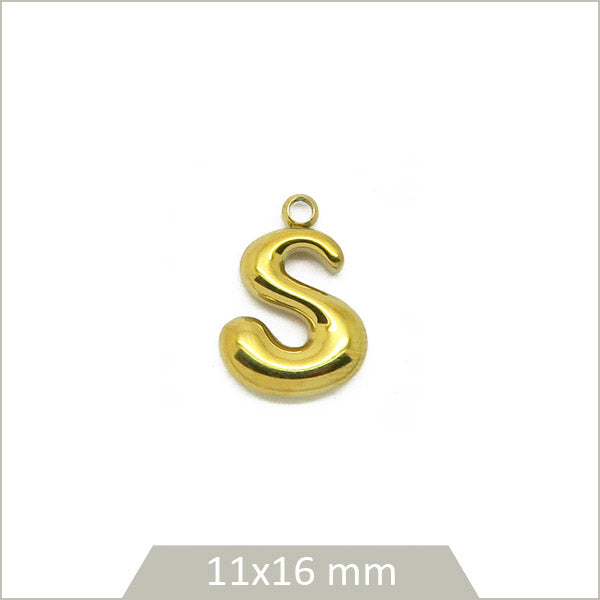 1 breloque lettre S en acier inoxydable 304 doré plaquage IP 18K