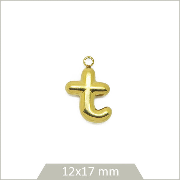1 breloque lettre T en acier inoxydable 304 doré plaquage IP 18K
