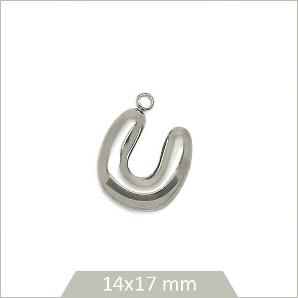 1 breloque lettre U en acier inoxydable 304