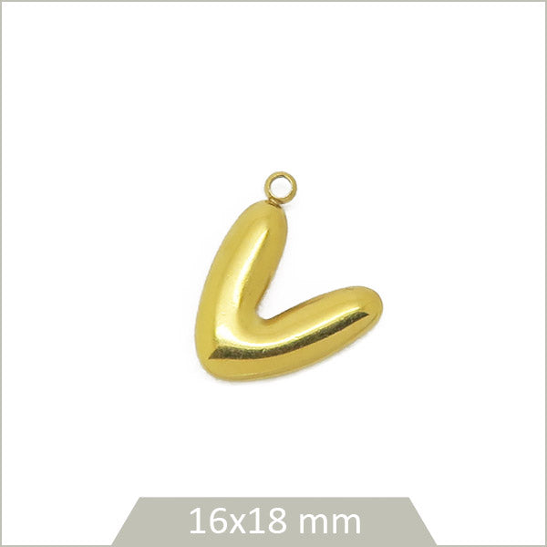 1 breloque lettre V en acier inoxydable 304 doré plaquage IP 18K
