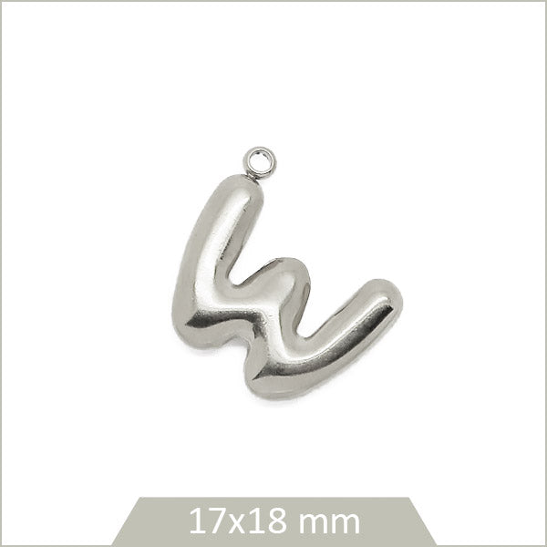 1 breloque lettre W en acier inoxydable 304