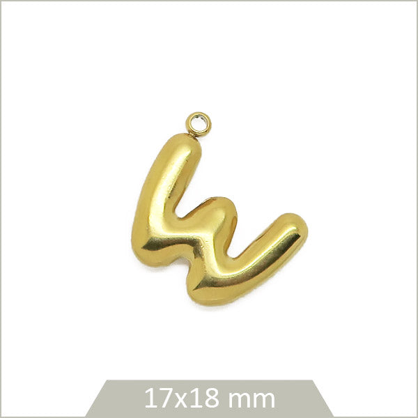 1 breloque lettre W en acier inoxydable 304 doré plaquage IP 18K