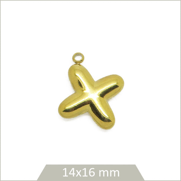 1 breloque lettre X en acier inoxydable 304 doré plaquage IP 18K