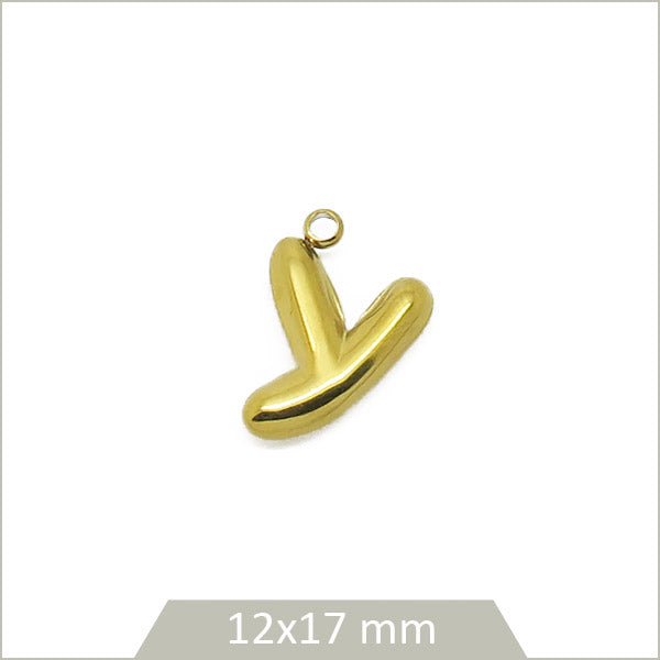 1 breloque lettre Y en acier inoxydable 304 doré plaquage IP 18K