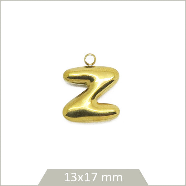 1 breloque lettre Z en acier inoxydable 304 doré plaquage IP 18K