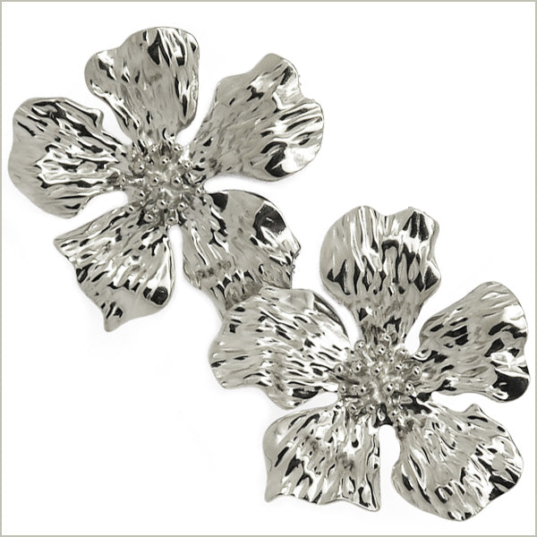 1 paire de boucles d'oreilles grosse fleur en acier inoxydable