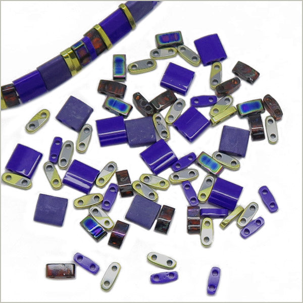 6g de mix de perles Tila Cobalt et OR
