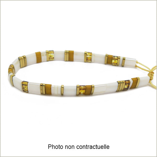 6g de mix de perles Tila Blanc et OR