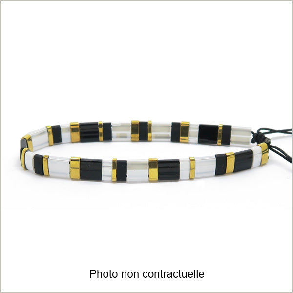 6g de mix de perles Tila black and white