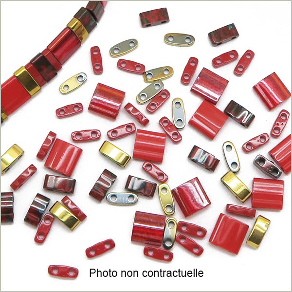 6 g de mix de perles Tila rouge et OR